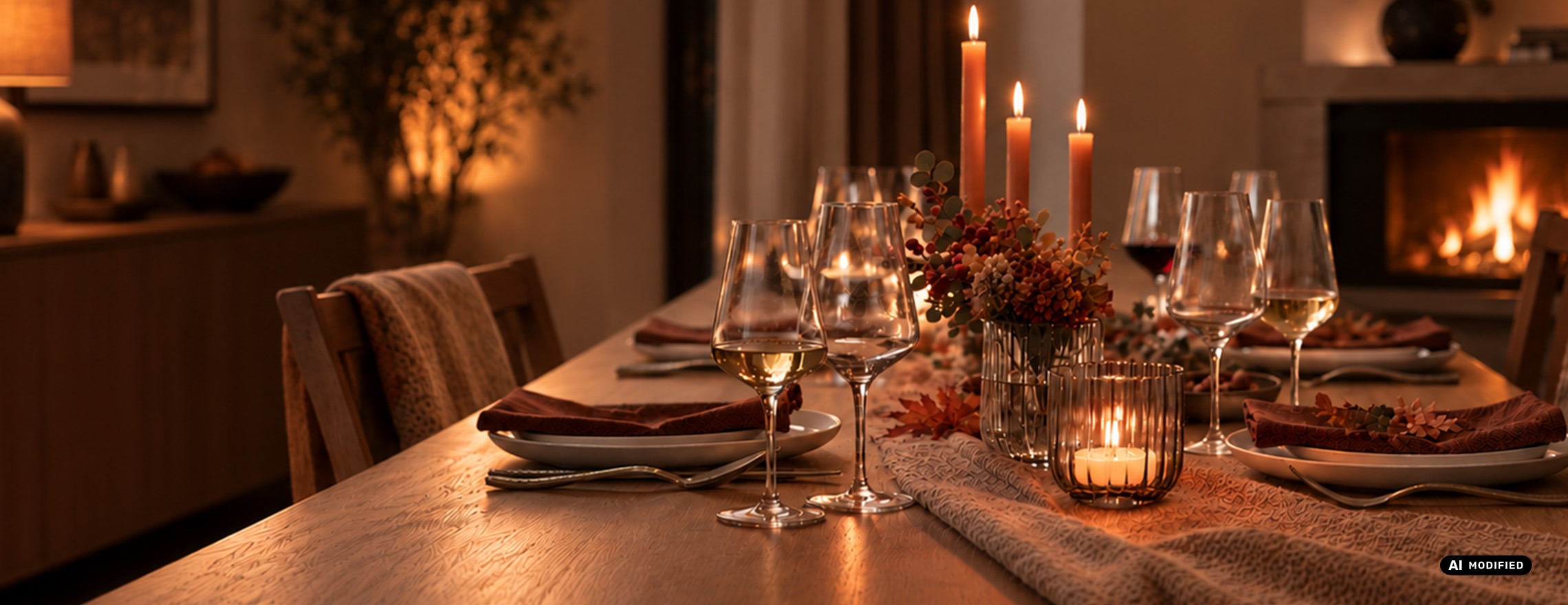 Bouquet Wine glasses & Dialogue cozy dinner