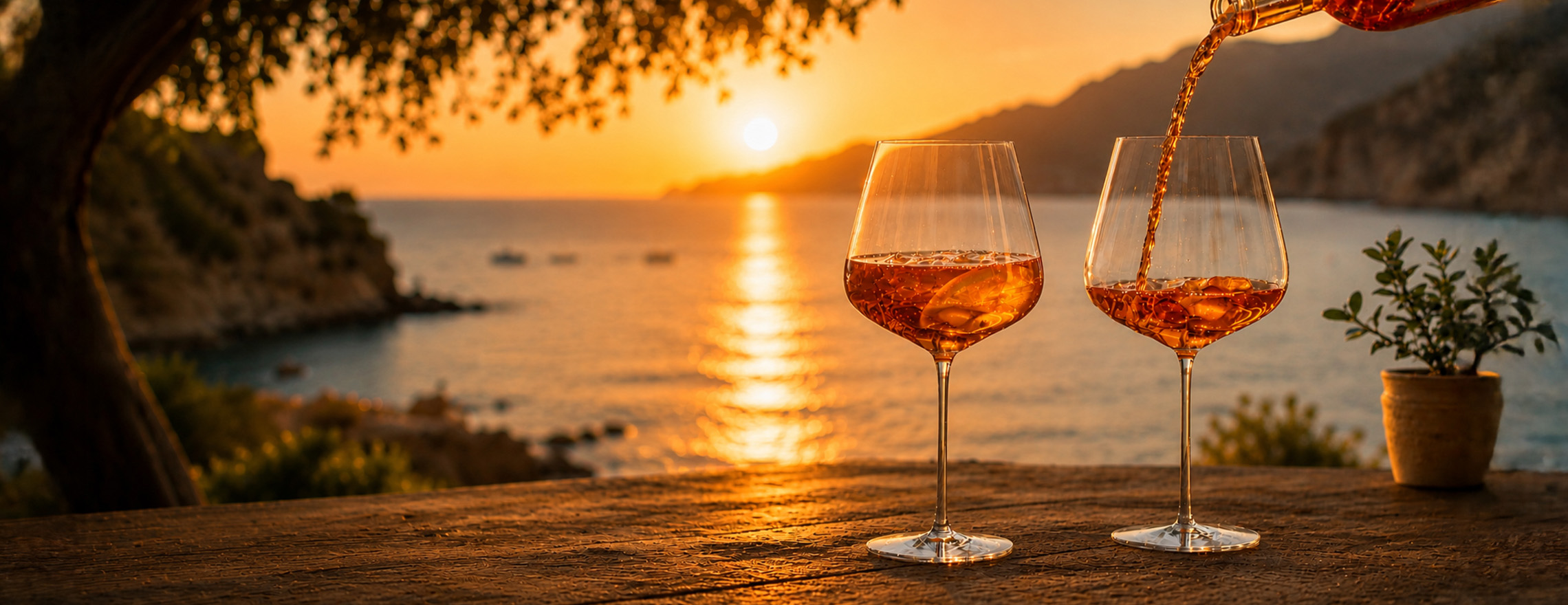 Aperitiv in Vervino glass & summer sunset