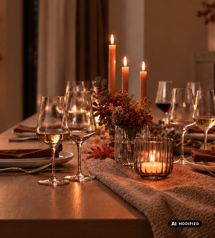Bouquet Wine glasses & Dialogue cozy dinner