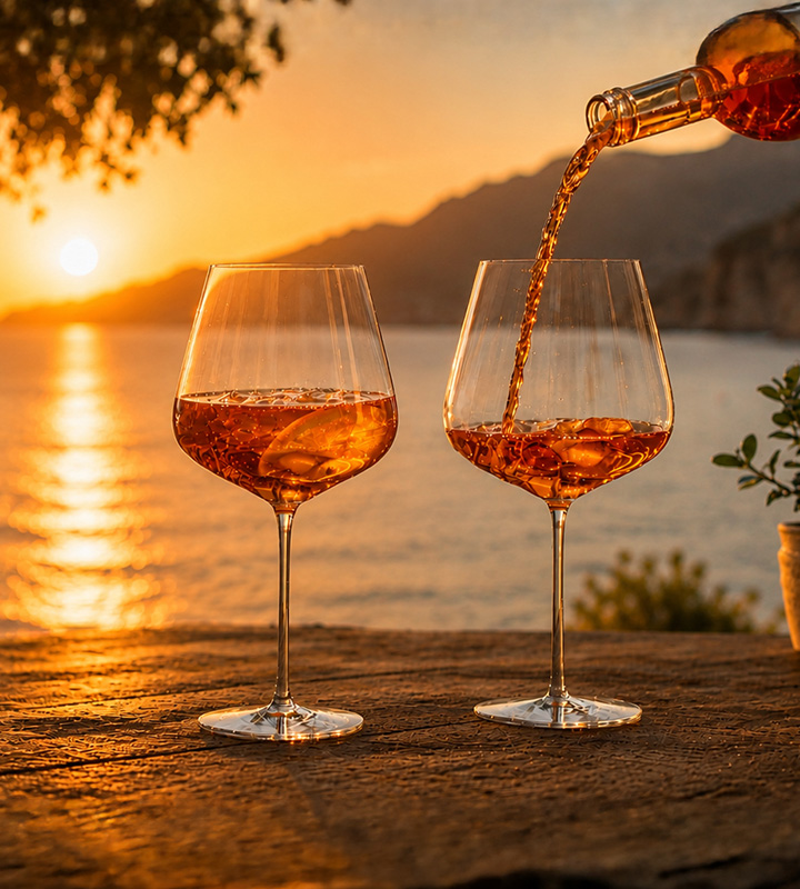Aperitiv in Vervino glass & summer sunset