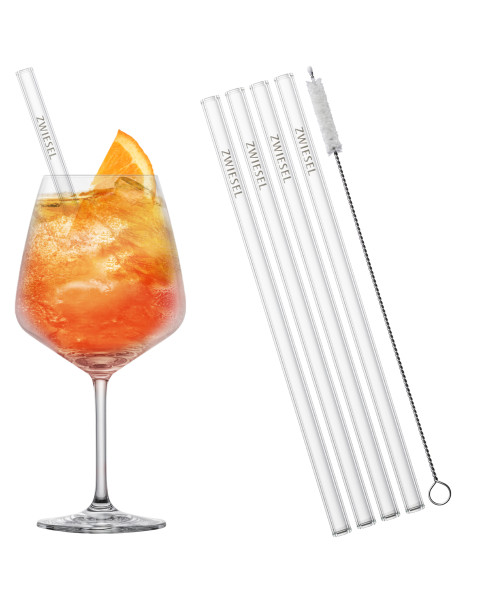 Schott Zwiesel - After Work Drinks Set - 4 Cocktail Glasses, 4 Straws, 1 Cotton Brush - 130014 - fstb